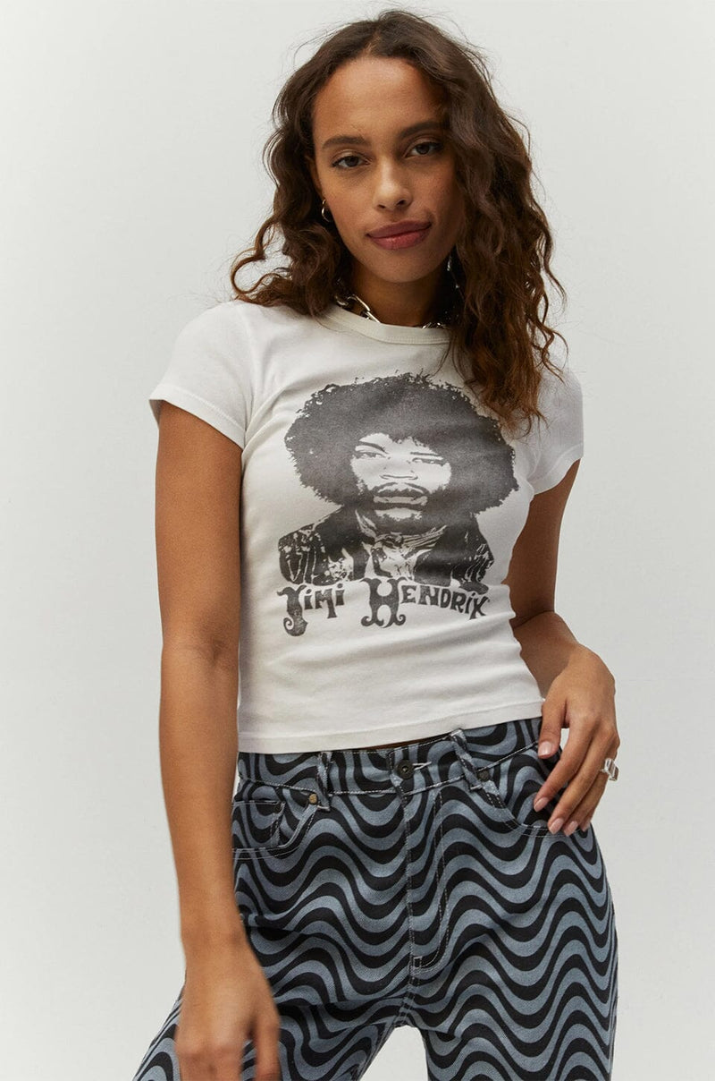 DAYDREAMER | Jimi Hendrix Portrait Slim Tee - Bleach White