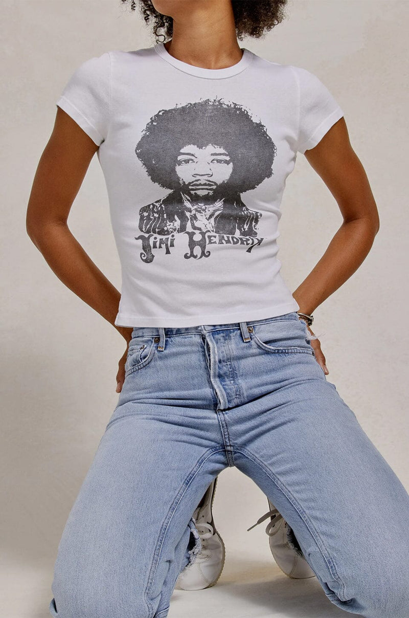 DAYDREAMER | Jimi Hendrix Portrait Slim Tee - Bleach White