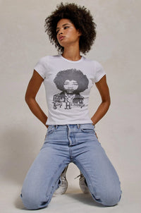 DAYDREAMER | Jimi Hendrix Portrait Slim Tee - Bleach White