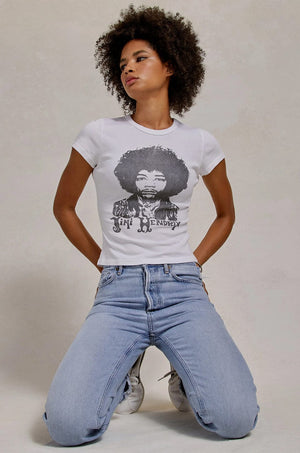 DAYDREAMER | Jimi Hendrix Portrait Slim Tee - Bleach White