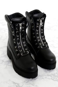JEFFREY CAMPBELL X SCARLET | Anarcho Combat Boot - Black