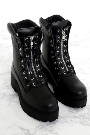 JEFFREY CAMPBELL X SCARLET | Anarcho Combat Boot - Black