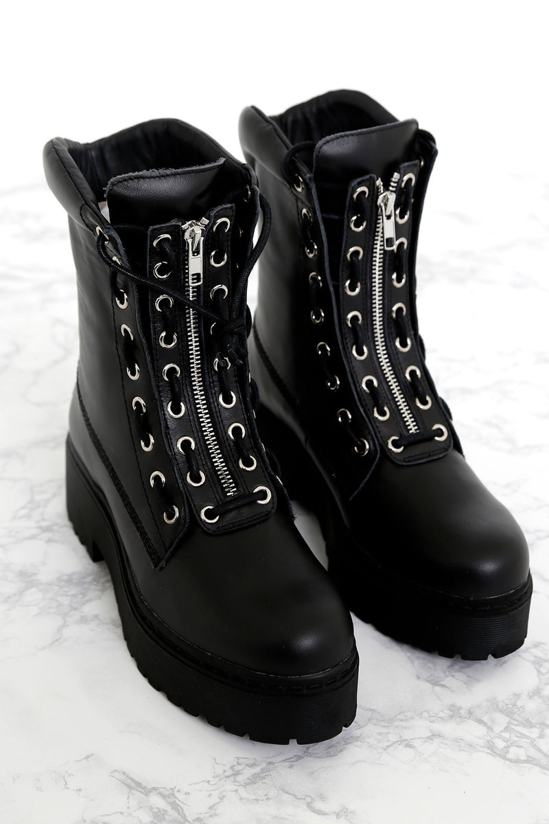 JEFFREY CAMPBELL X SCARLET | Anarcho Combat Boot - Black