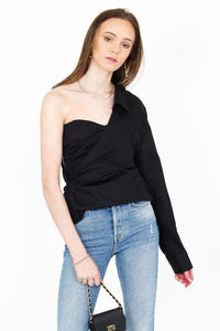 RTA | Chiara Asymmetric Corset Shirt - Black