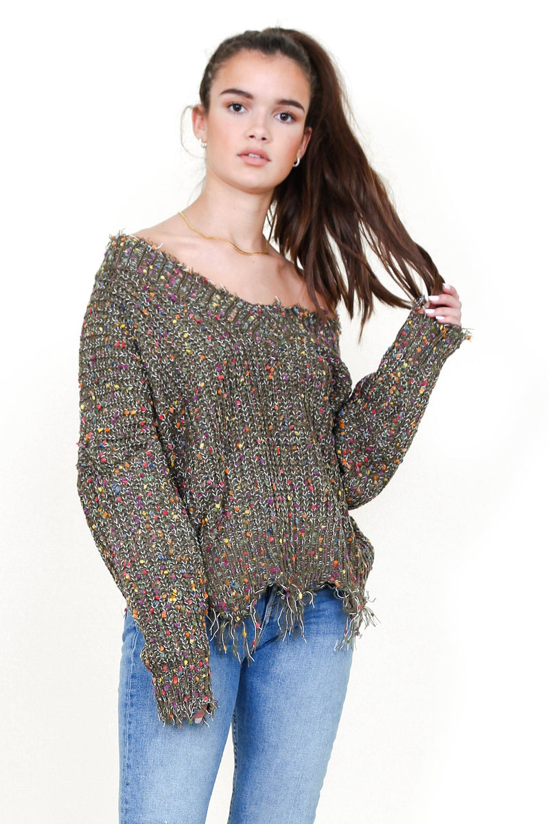 Confetti Fun Sweater - Olive