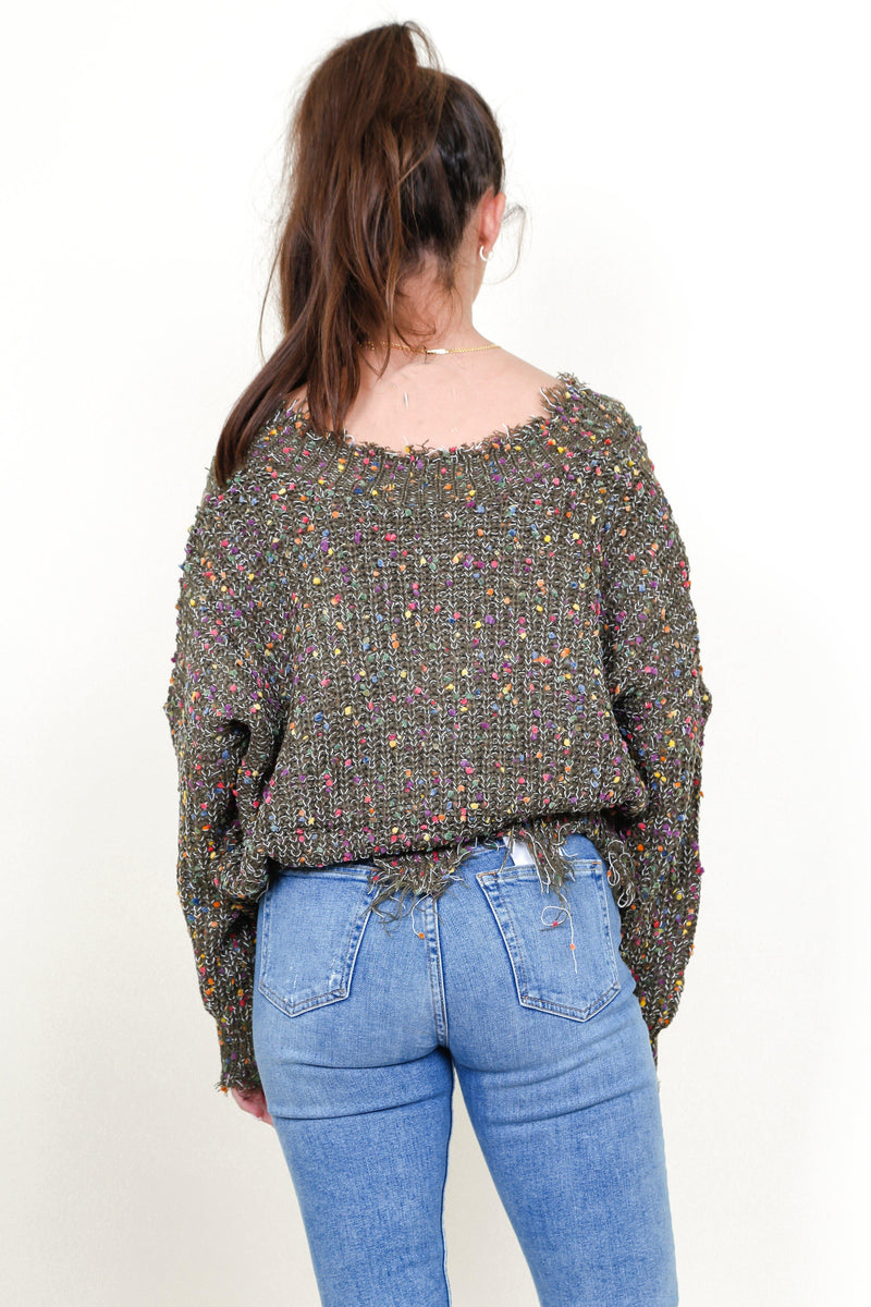 Confetti Fun Sweater - Olive