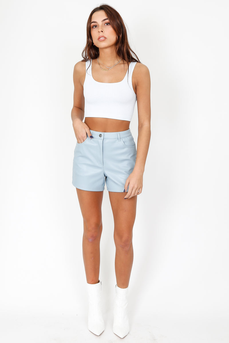 Cropped Rib Tank - Sky Blue