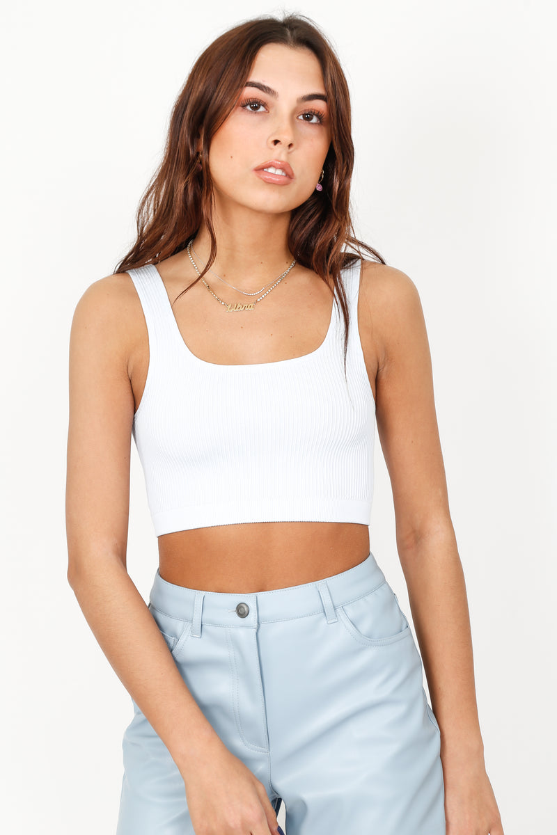 Cropped Rib Tank - Sky Blue