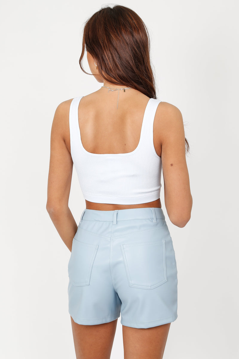 Cropped Rib Tank - Sky Blue