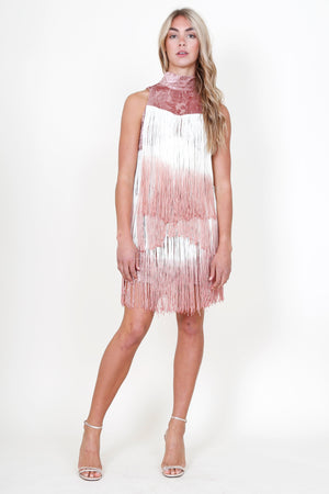 ALEXIS | Mayla Blush Fringe Dress