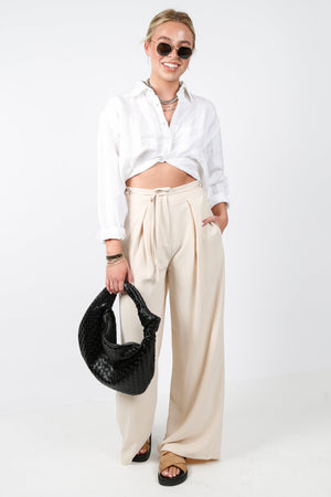 Wrap This Up Wide Leg Pant - Natural