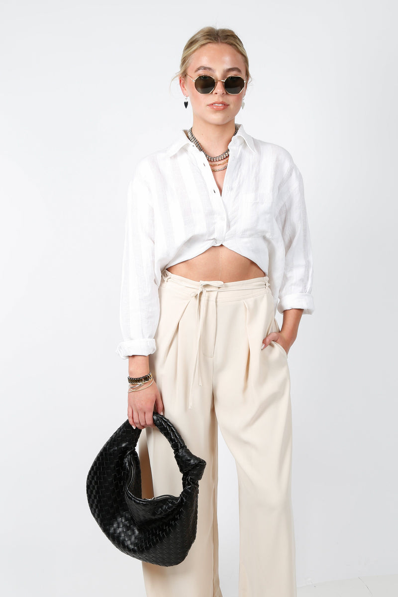 Wrap This Up Wide Leg Pant - Natural