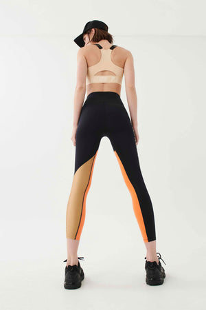 P.E NATION | Comeback Legging - Black/Orange/Tan