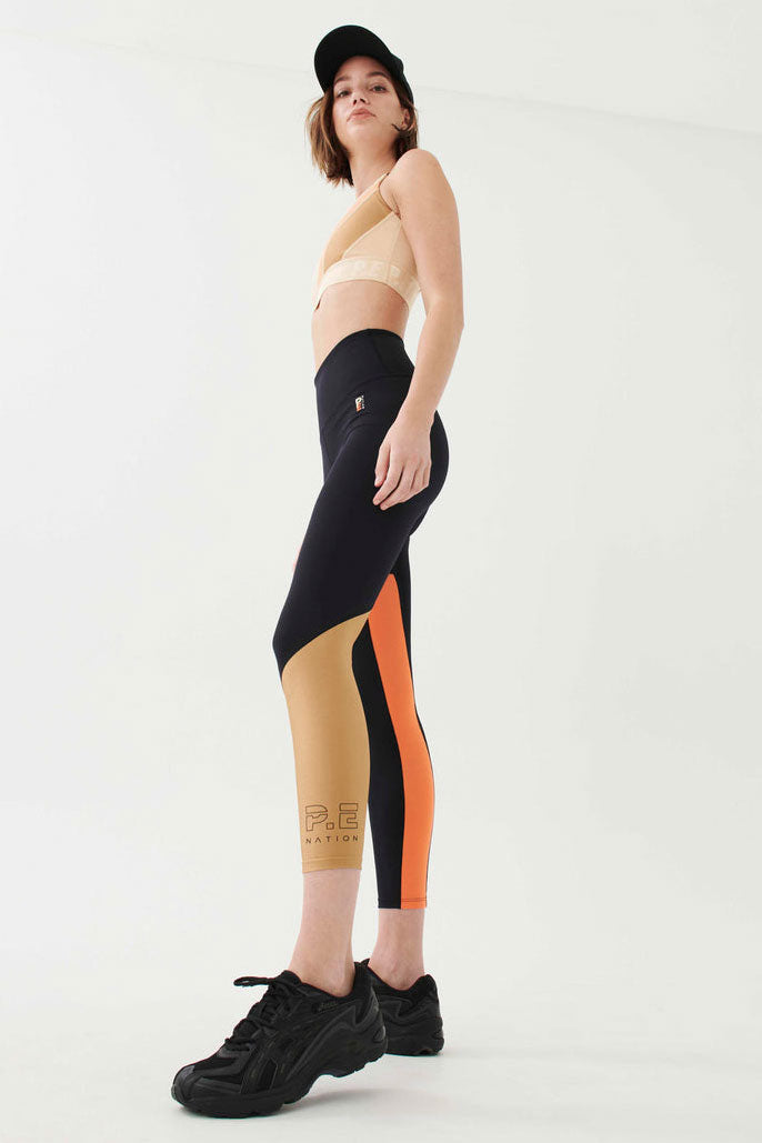 P.E NATION | Comeback Legging - Black/Orange/Tan