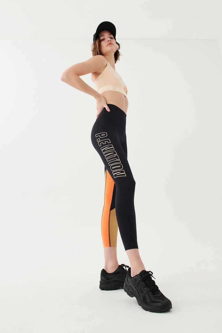 P.E NATION | Comeback Legging - Black/Orange/Tan