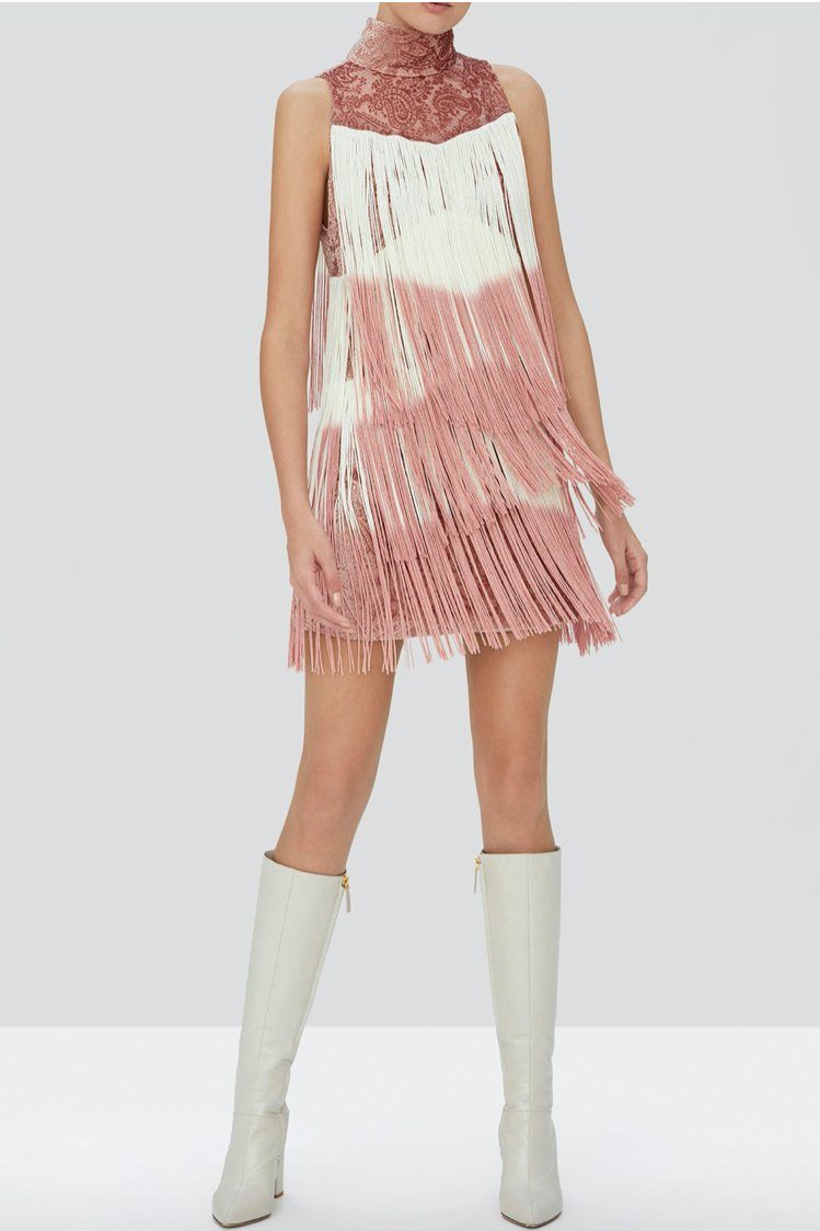 ALEXIS | Mayla Blush Fringe Dress