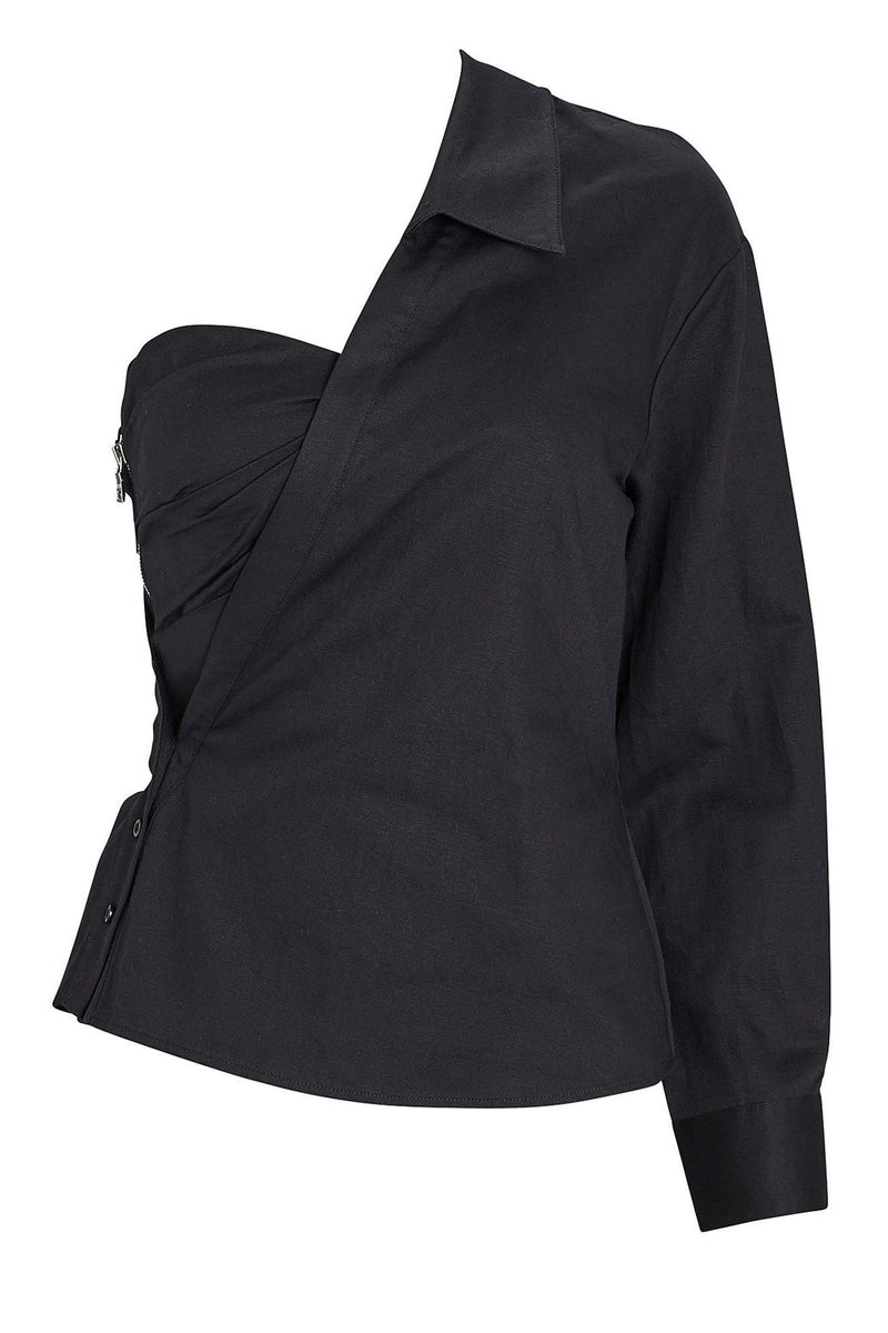 RTA | Chiara Asymmetric Corset Shirt - Black