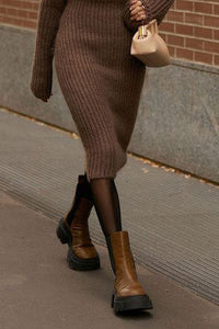 Chunky Lug Boot - Brown