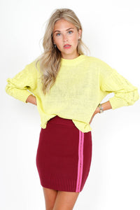 FOR LOVE & LEMONS | Paige Hook & Eye Knit Skirt - Berry