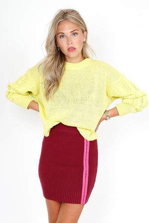 FOR LOVE & LEMONS | Paige Hook & Eye Knit Skirt - Berry