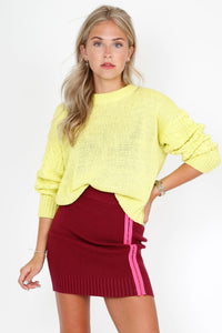 FOR LOVE & LEMONS | Paige Hook & Eye Knit Skirt - Berry