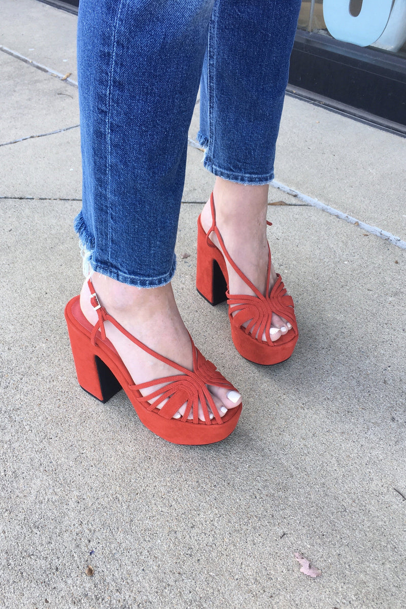 JEFFREY CAMPBELL | Wynette Platform Heel - Red Suede