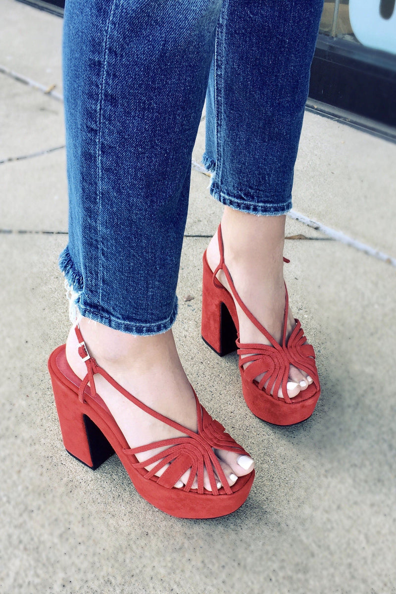 JEFFREY CAMPBELL | Wynette Platform Heel - Red Suede