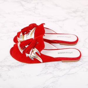 JEFFREY CAMPBELL | Talley Flats - Red Suede Flame