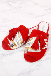 JEFFREY CAMPBELL | Talley Flats - Red Suede Flame
