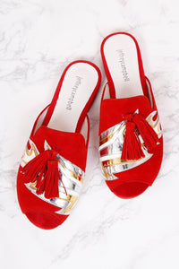 JEFFREY CAMPBELL | Talley Flats - Red Suede Flame