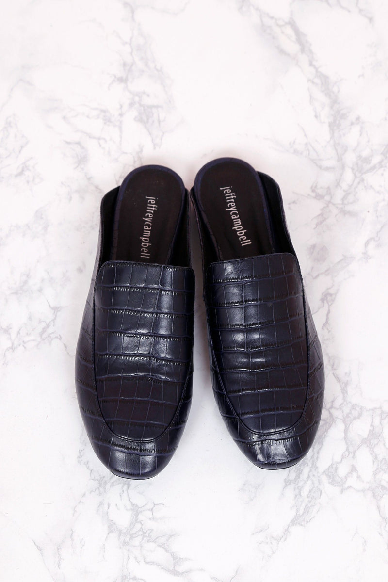 JEFFREY CAMPBELL | Worthy Flats - Navy Croc