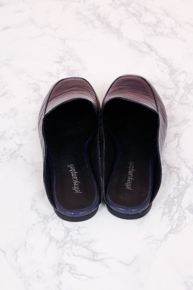 JEFFREY CAMPBELL | Worthy Flats - Navy Croc
