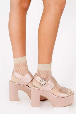 JEFFREY CAMPBELL | Moody Platform Sandal - Taupe Satin