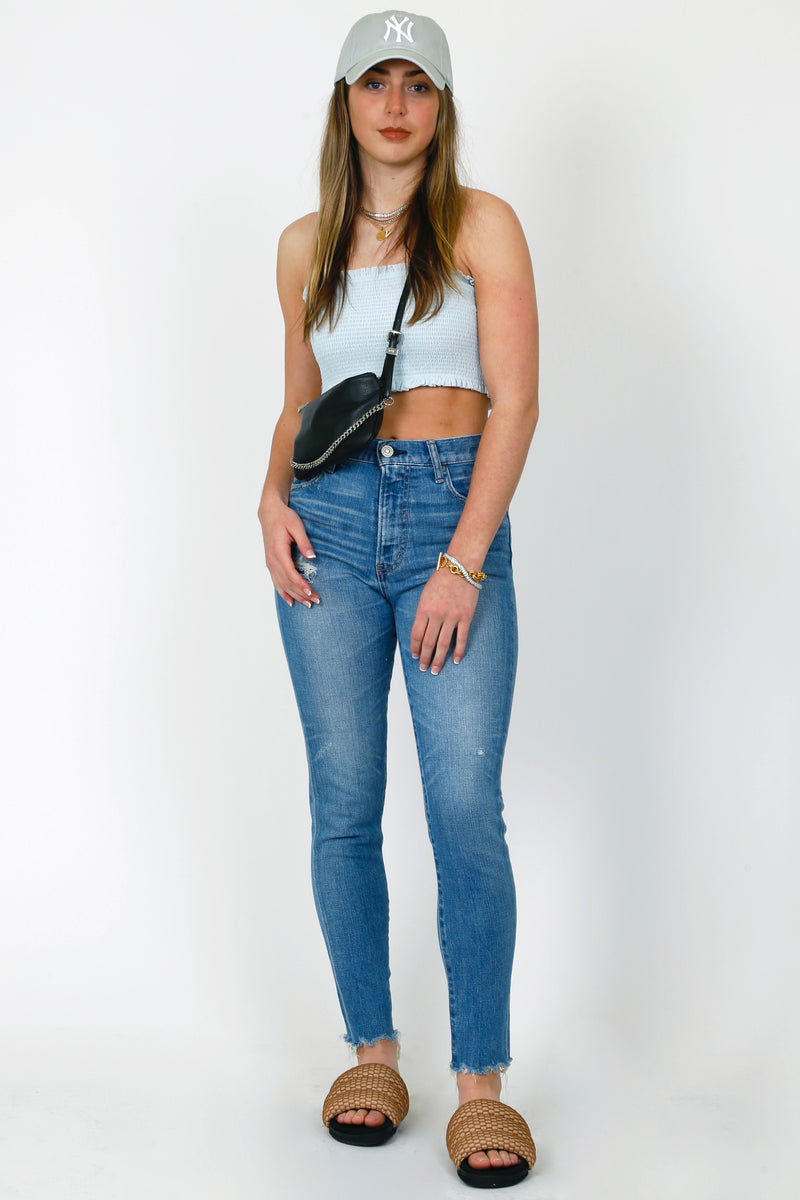 RD STYLE | LADIES WOVEN TOP | BABY BLUE